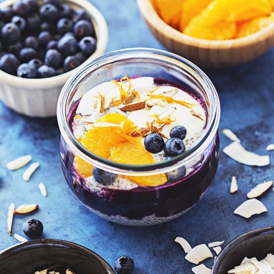 Orange Baobab & Bluebs Chia Pudding