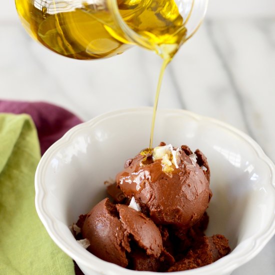 Dark Chocolate Sorbet w/ Olive Oil