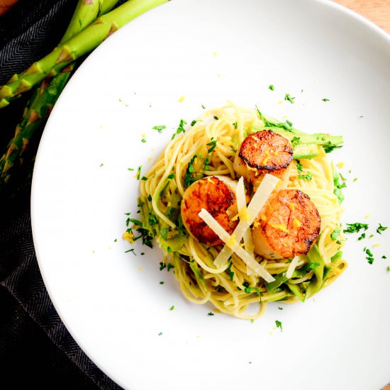 Scallops, Asparagus & Lemon Pasta