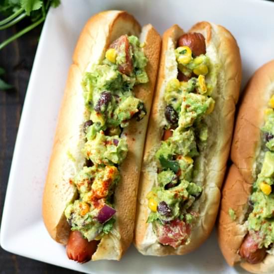 Southwestern Guacamole Hot Dogs