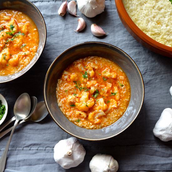 Cod and Cauliflower Soup with Rice