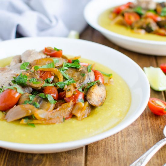 Polenta with Mushrooms and Chicken