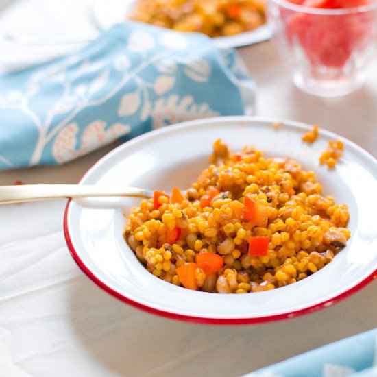 Saffron Barley with Black-Eyed Peas