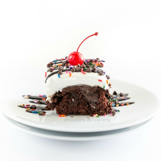 Chocolate Sundae Poke Cake