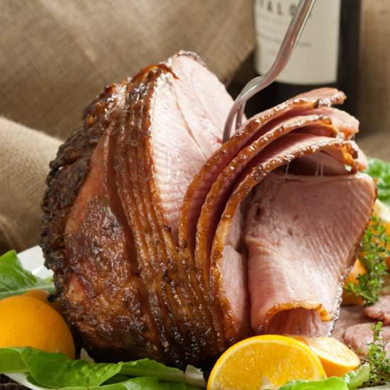 Bourbon and Brown Sugar Glazed Ham