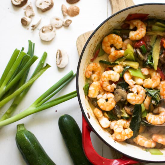 Thai Curried Veggies + Shrimp