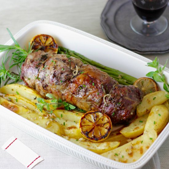 Greek Roast Leg of Lamb & Potatoes