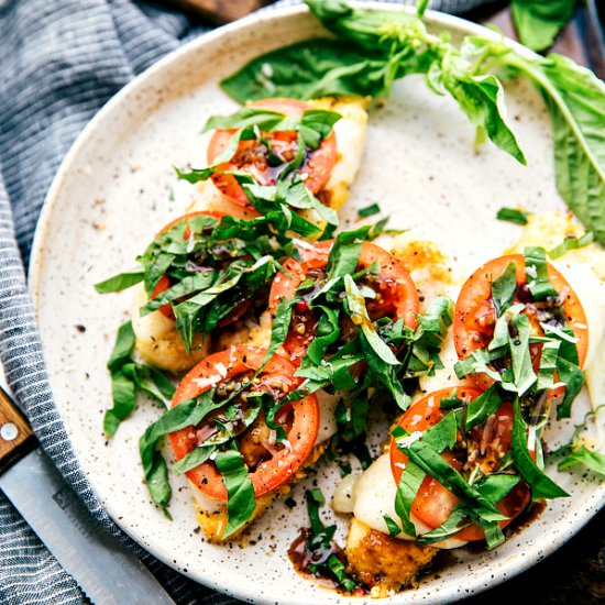 One Skillet Balsamic Caprese Chicken