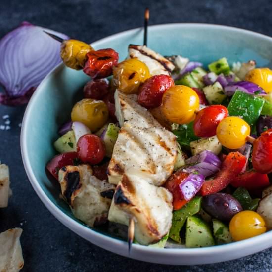 Greek Salad with Grilled Halloumi