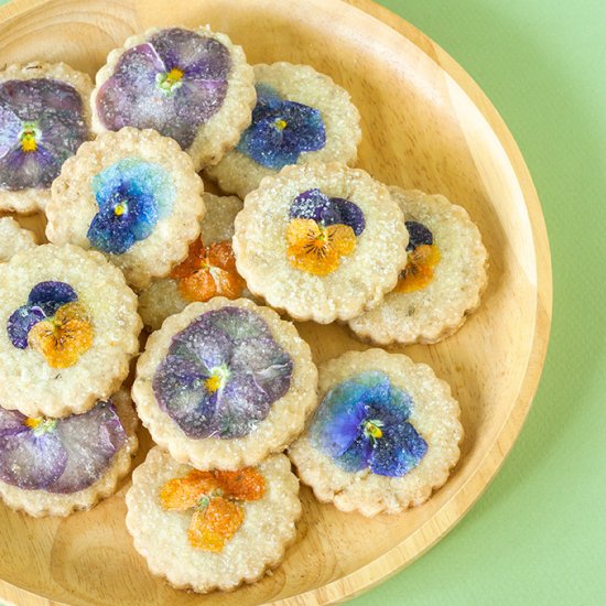 Pansy Shortbread Cookies