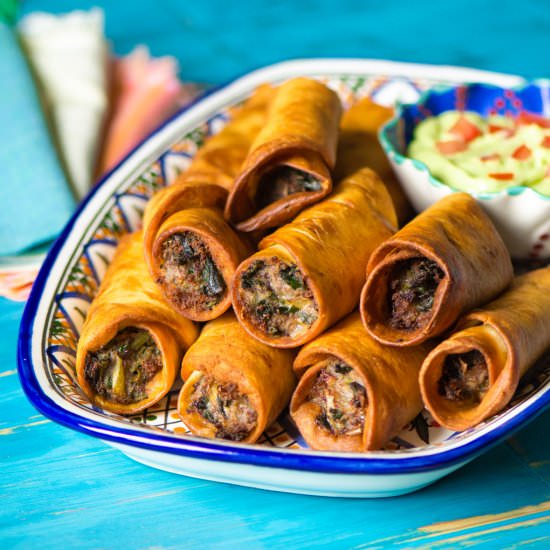 Bean, Chile and Cheddar Flautas