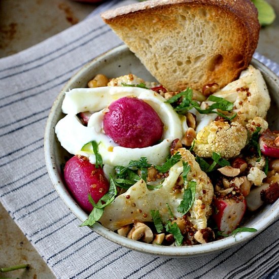 Roasted Cauliflower With Radishes And Chickpeas