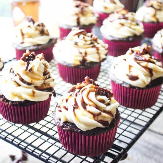 Decadent Turtle Cupcakes