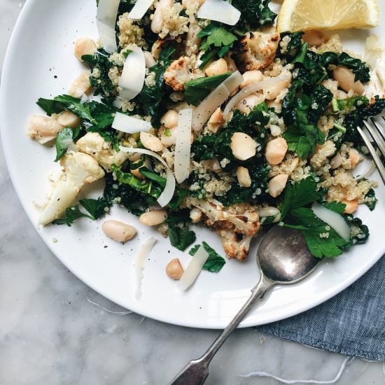 Cauliflower, Kale, Macadamia Salad