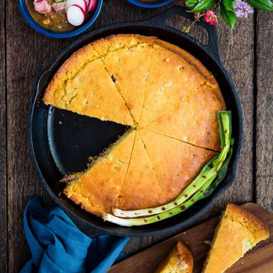 Spring Onion And Bacon Cornbread