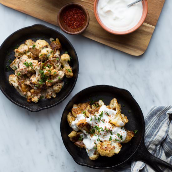 Roasted Cauliflower with Two Sauces