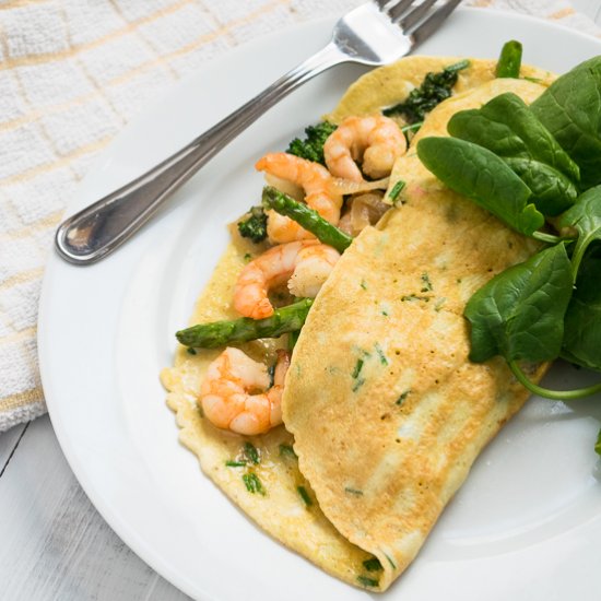 Prawn Asparagus Omelette