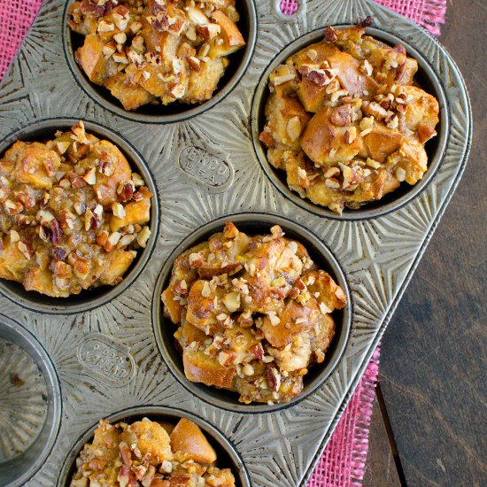 Banana Praline French Toast Muffins