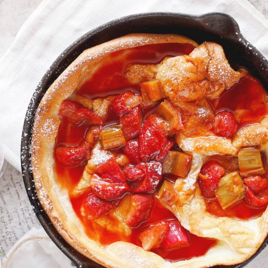 Dutch baby with roasted rhubarb