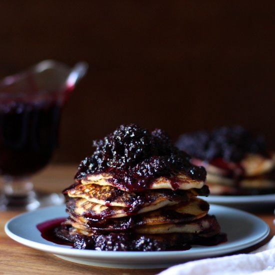 Lemon Pancakes & Blackberry Sauce