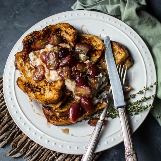 French Toast with Roasted Grapes