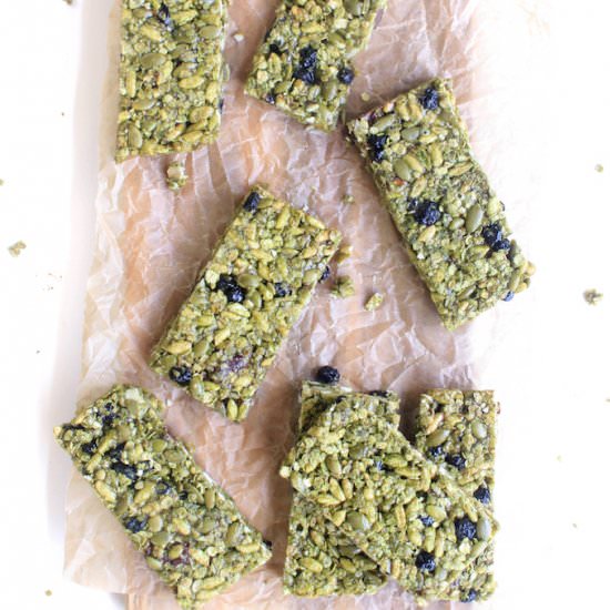 Blueberry Matcha Granola Bars