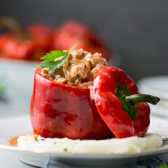 Beef and Rice Stuffed Peppers