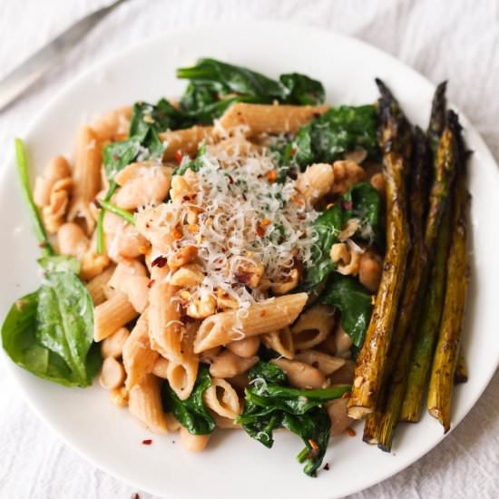 Penne with Spinach & White Beans