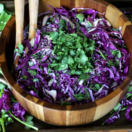 Creamy Purple Cabbage Coleslaw