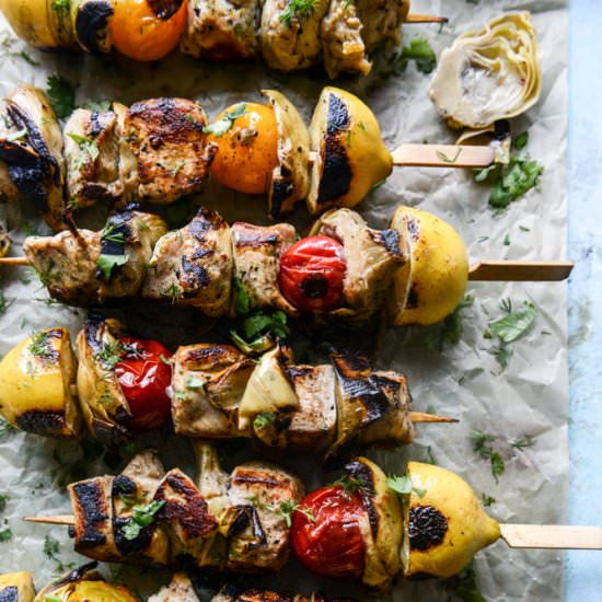 Greek chicken skewers