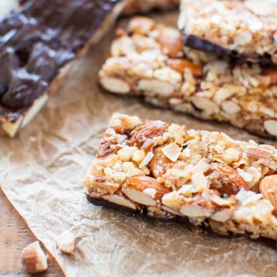 Dark Chocolate Coconut Almond Bars