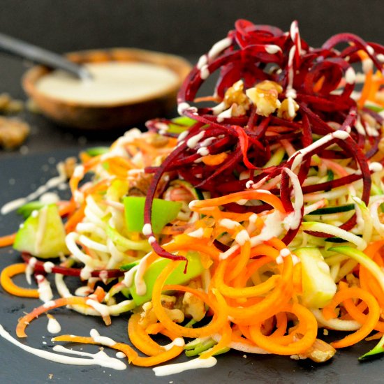 Spiralized Veggie Salad with Tahini