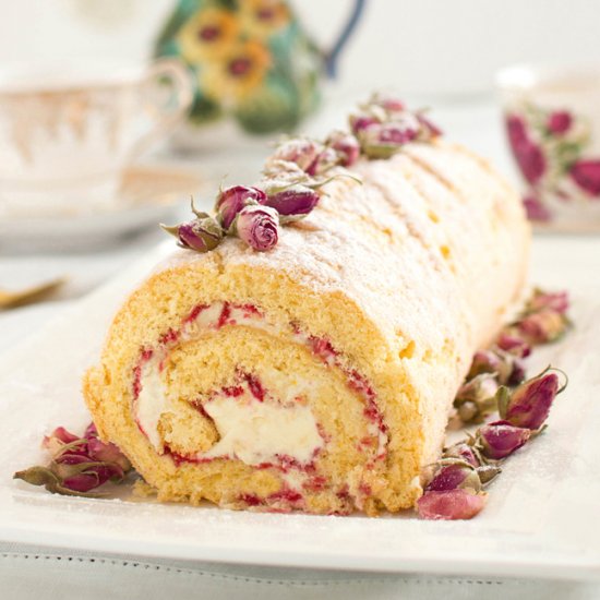 Raspberry, Rose & Lemon Swiss Roll