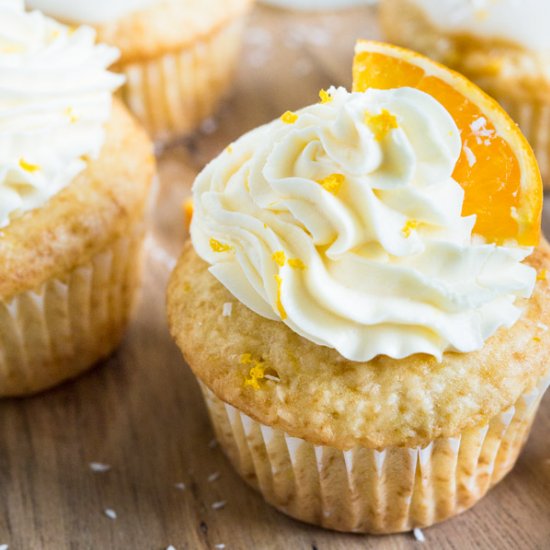 Coconut Orange Creamsicle Cupcakes