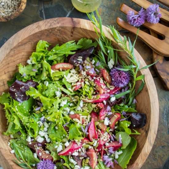 Roasted Rhubarb Green Salad