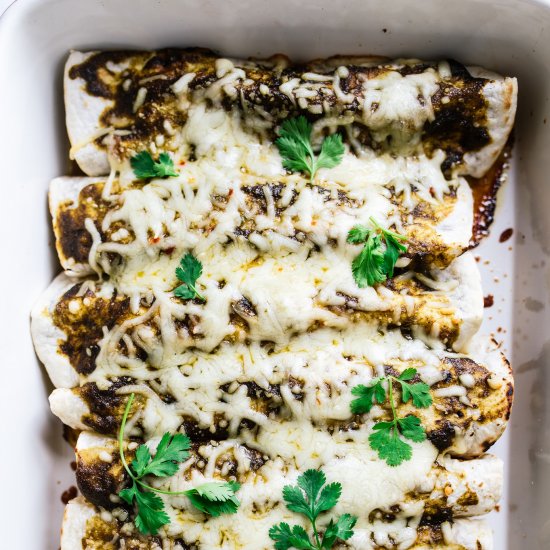 Burnt Scallion Chicken Enchiladas