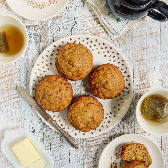 Whole Grain Banana Turmeric Muffins