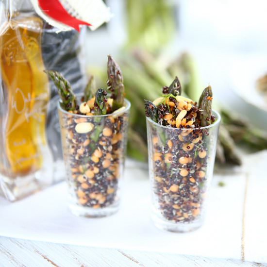 Black Quinoa, Red Lentil and Asparagus Salad