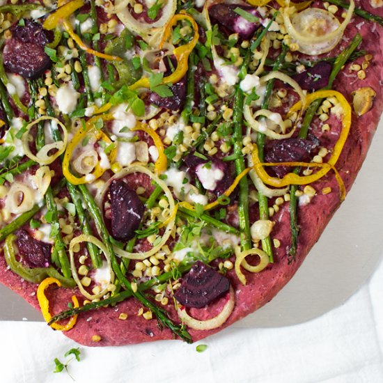 Every Veggie Pizza with Beet Crust