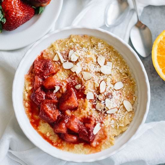 Strawberry Polenta Breakfast Bowl