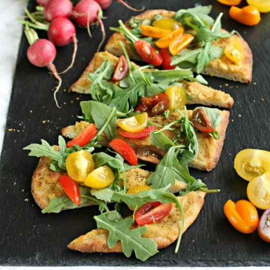 Hummus and Salad Appetizer Pizza