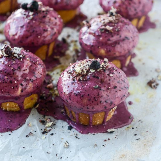 Blueberry glazed doughnut muffins