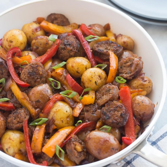 BBQ Sausage, Peppers and Potatoes