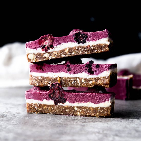 Raw Blackberry Coconut Cashew Slice