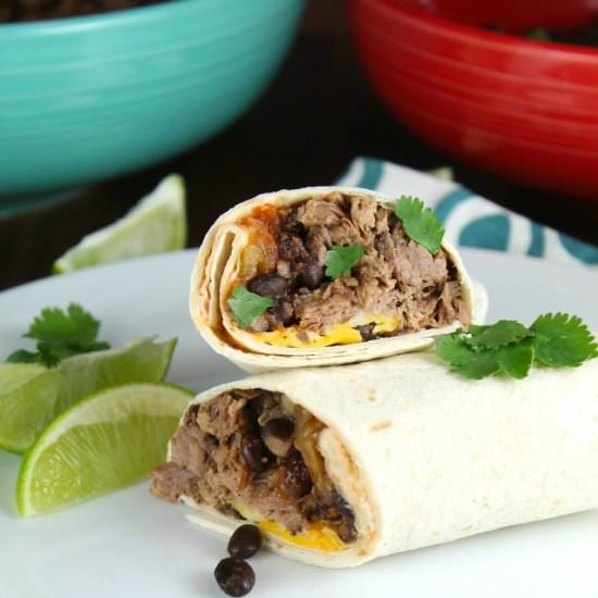 Slow Cooker Beef & Bean Burritos