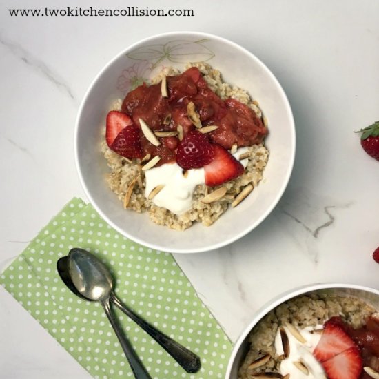 Steel-Cut Oats with Rhubarb Compote