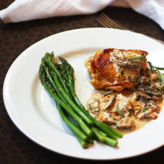 Braised Chicken & Morel Cream Sauce