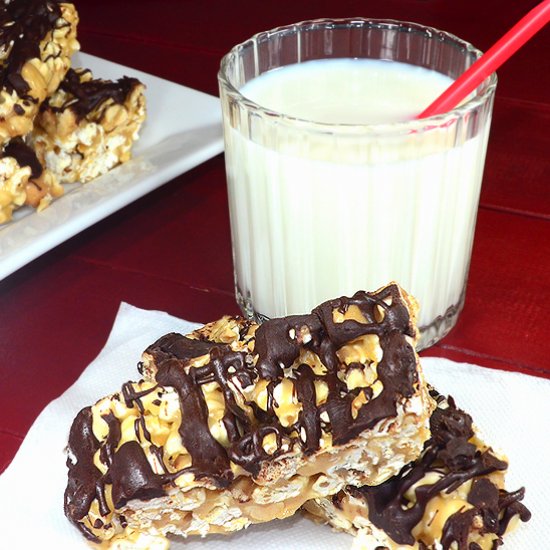 Chocolate Caramel Popcorn Bars