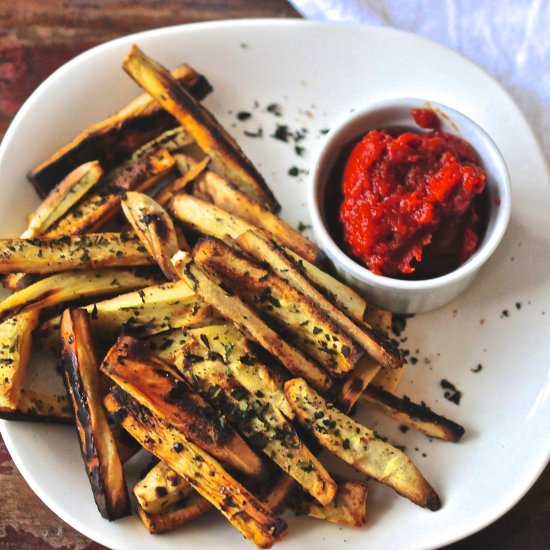 Parsnip “Fries” w/ Homemade Ketchup