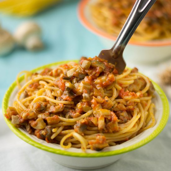 tomato mushroom spaghetti